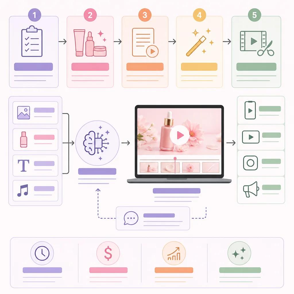 Diagram explaining ai video creation for beauty brands