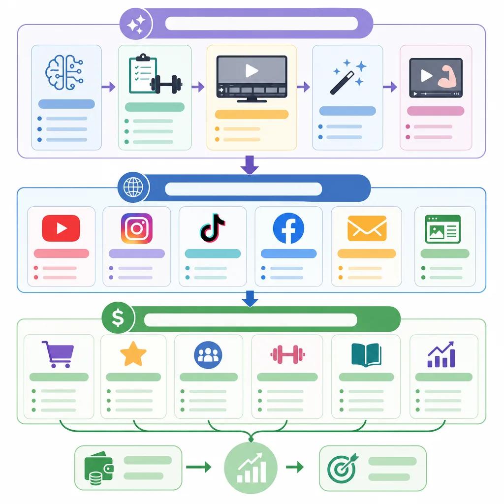 Diagram explaining ai video for fitness influencer monetization
