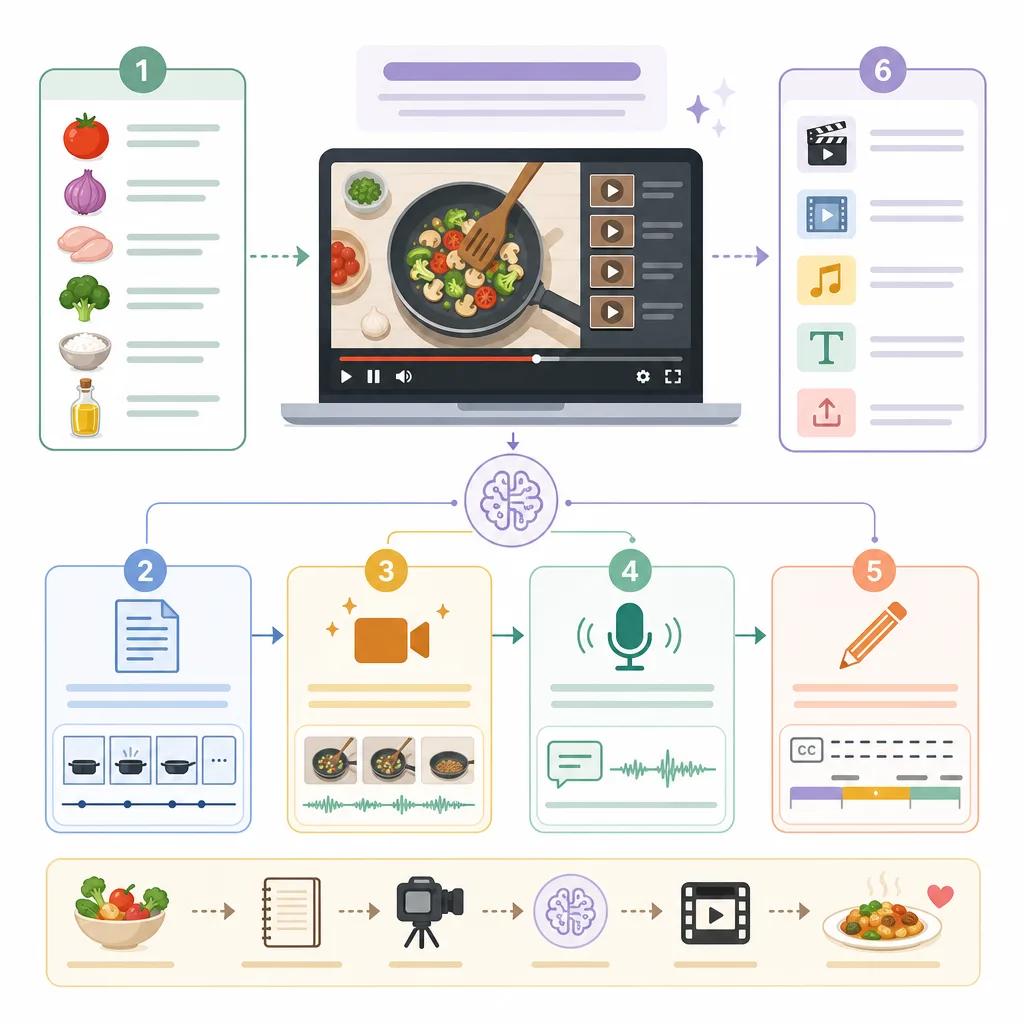 Diagram explaining ai video for cooking tutorials