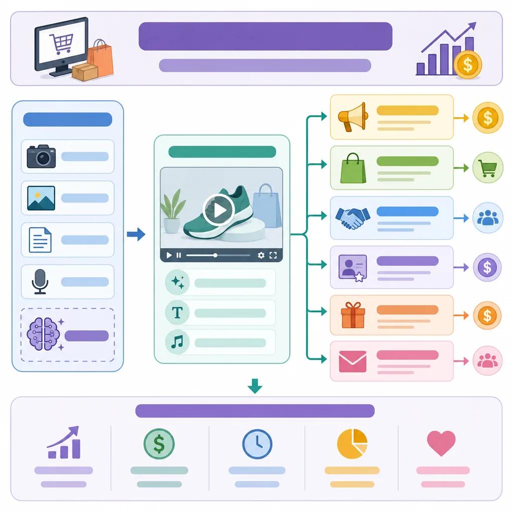 Diagram explaining ai video monetization strategies for e-commerce