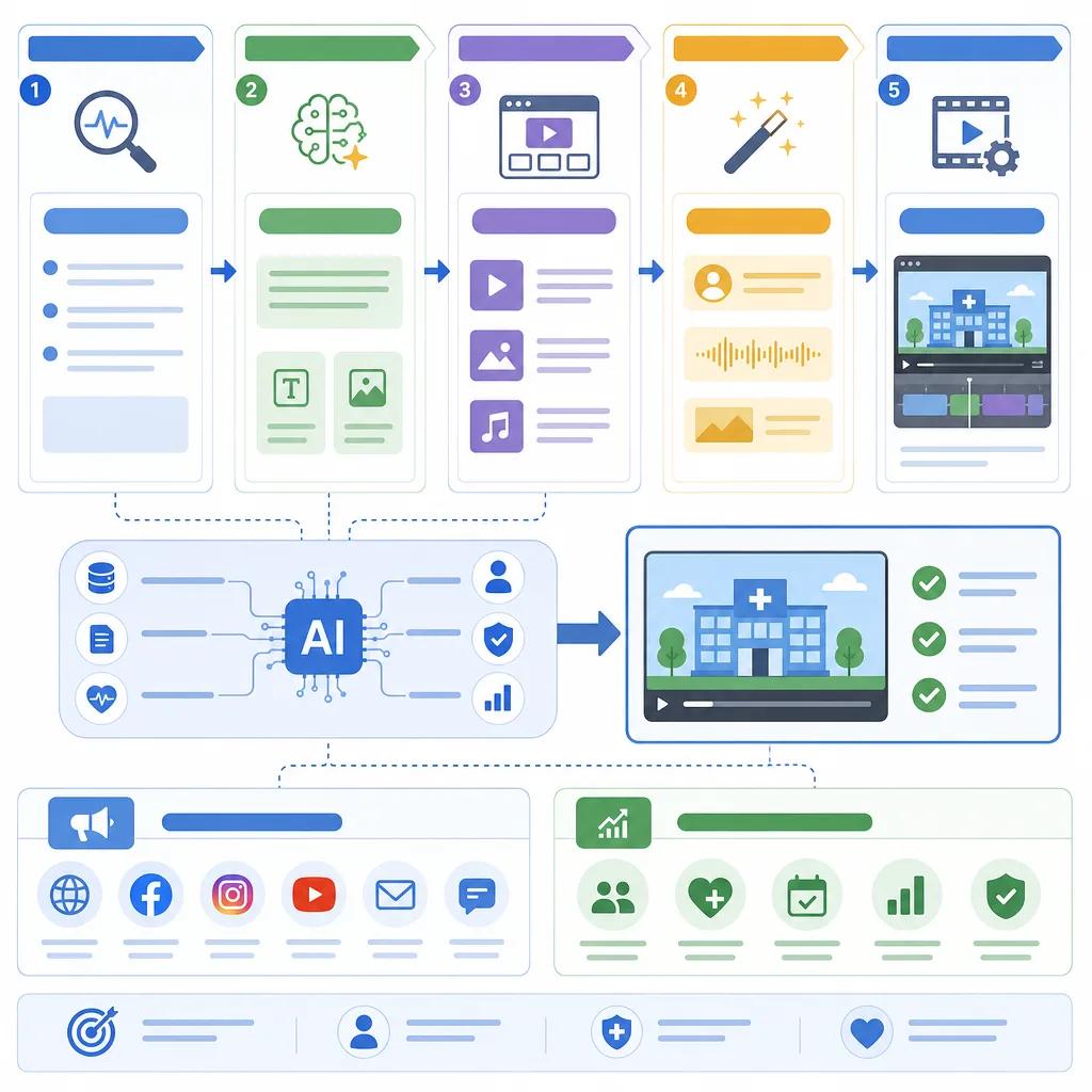 Diagram explaining ai video production for healthcare marketing