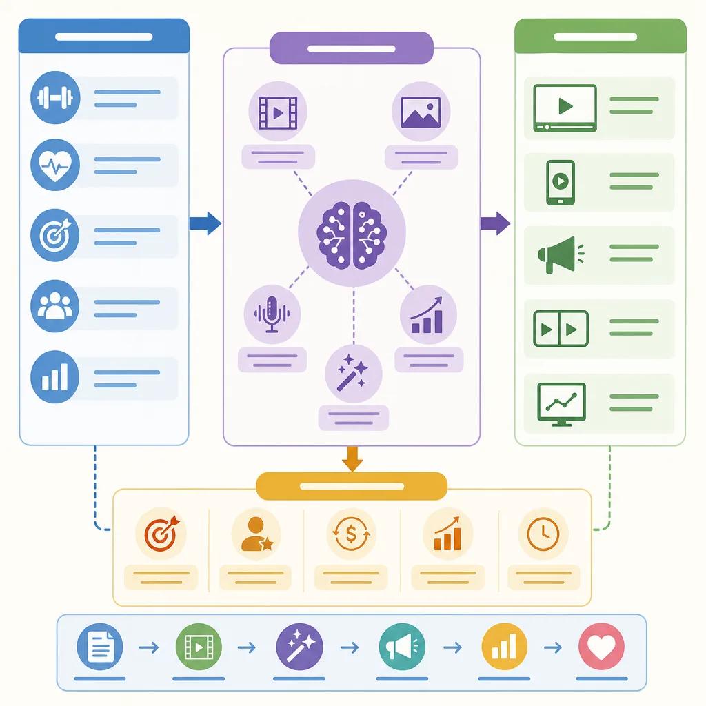 Diagram explaining ai video solutions for fitness marketing