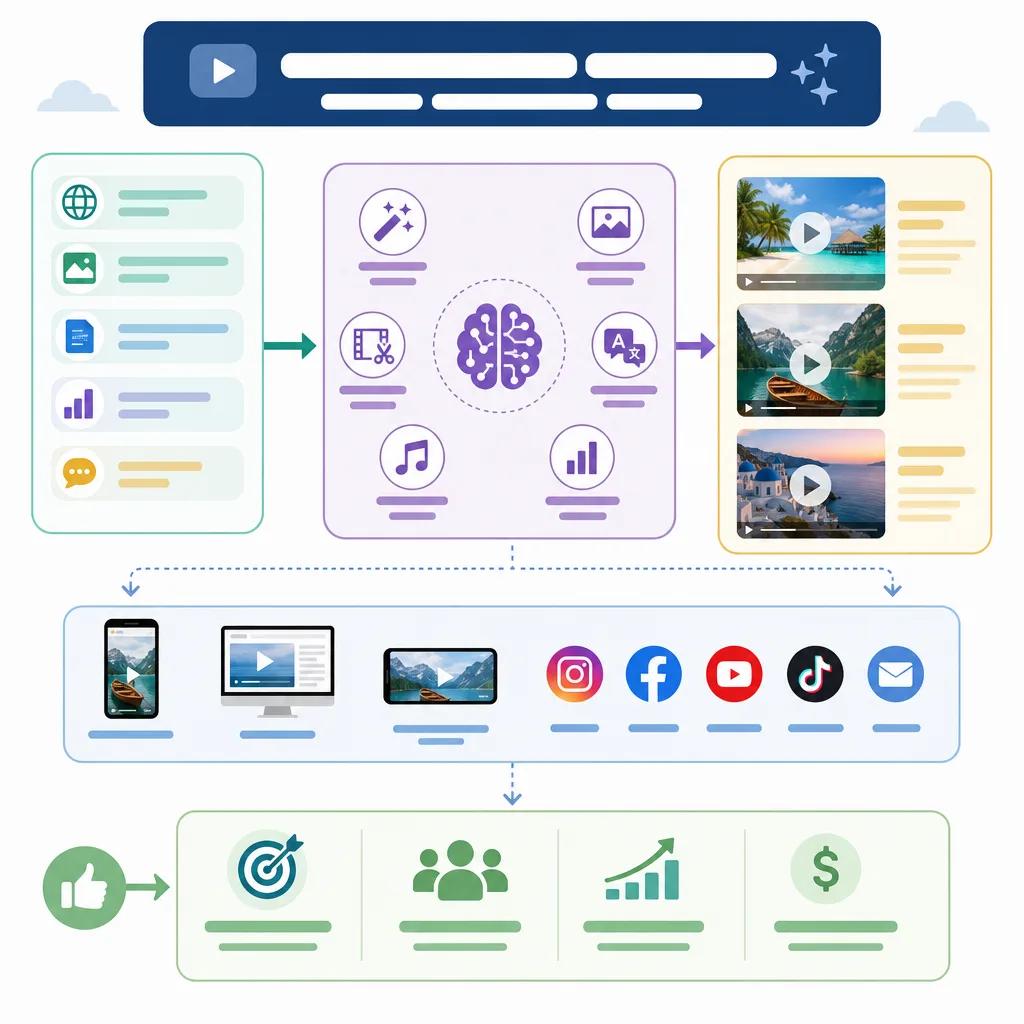Diagram explaining ai video solutions for travel marketing