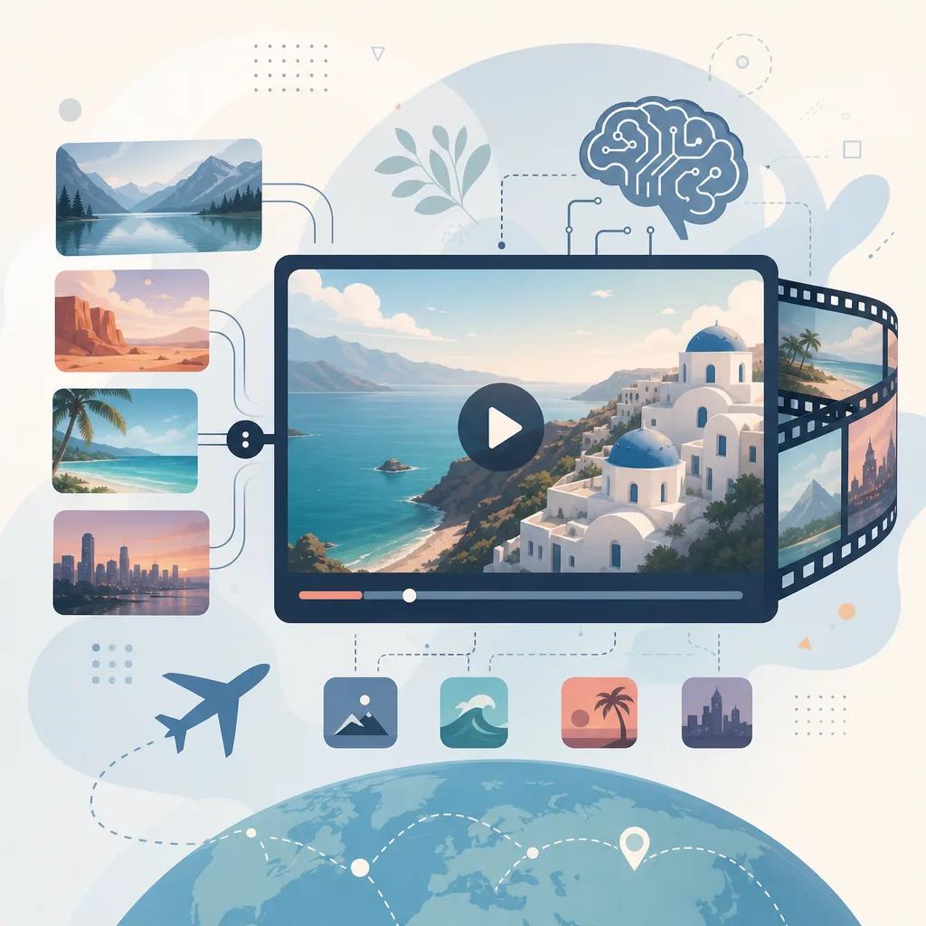 Illustration related to ai video solutions for travel marketing