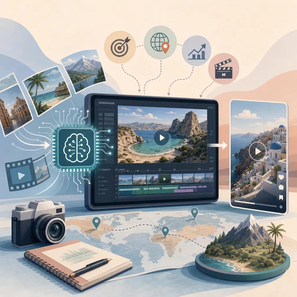 Illustration related to ai video strategies for travel influencers