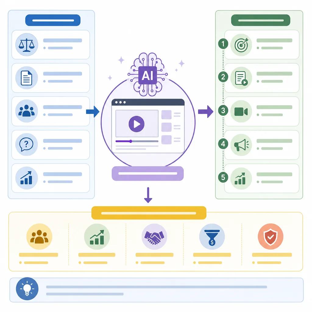 Diagram explaining AI video strategies for legal marketing