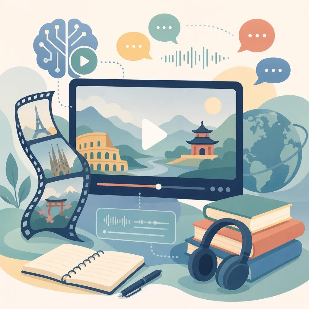 Illustration related to ai video tools for language learning