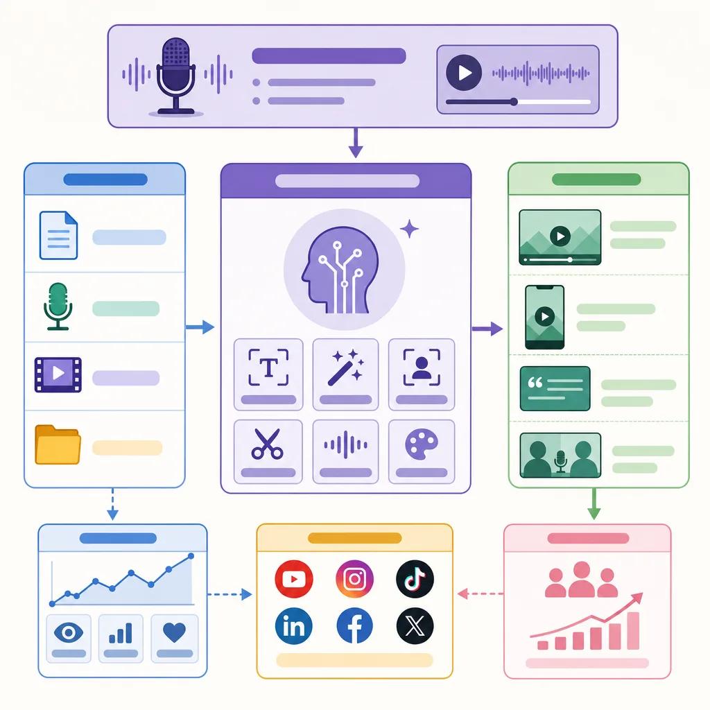 Diagram explaining ai video tools for podcast marketing