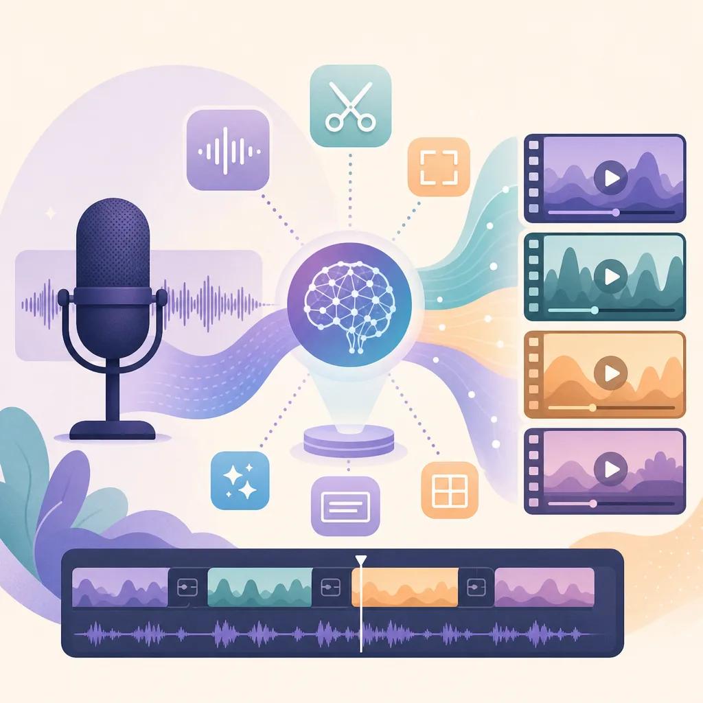 Illustration related to best ai tools for podcast video clips