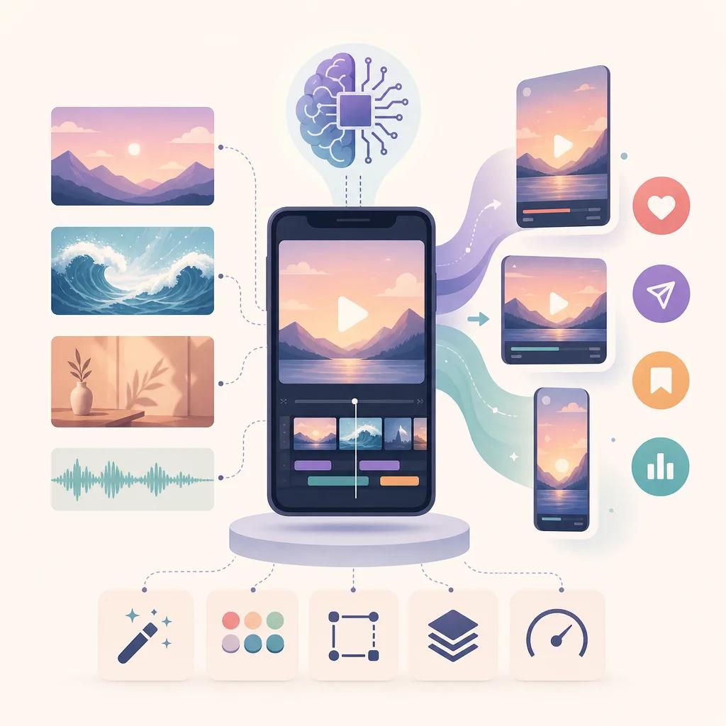 Illustration related to best ai video techniques for social media ads