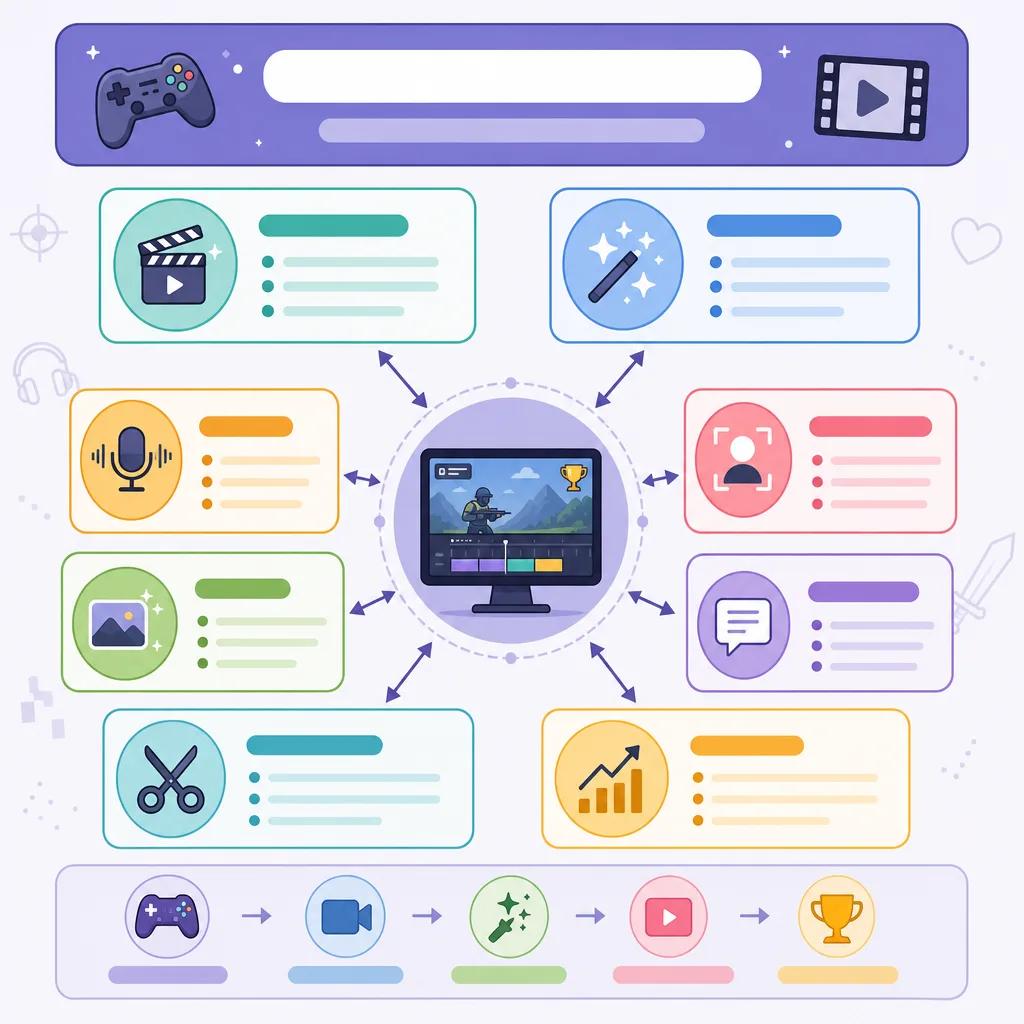 Diagram explaining best ai video tools for gaming content