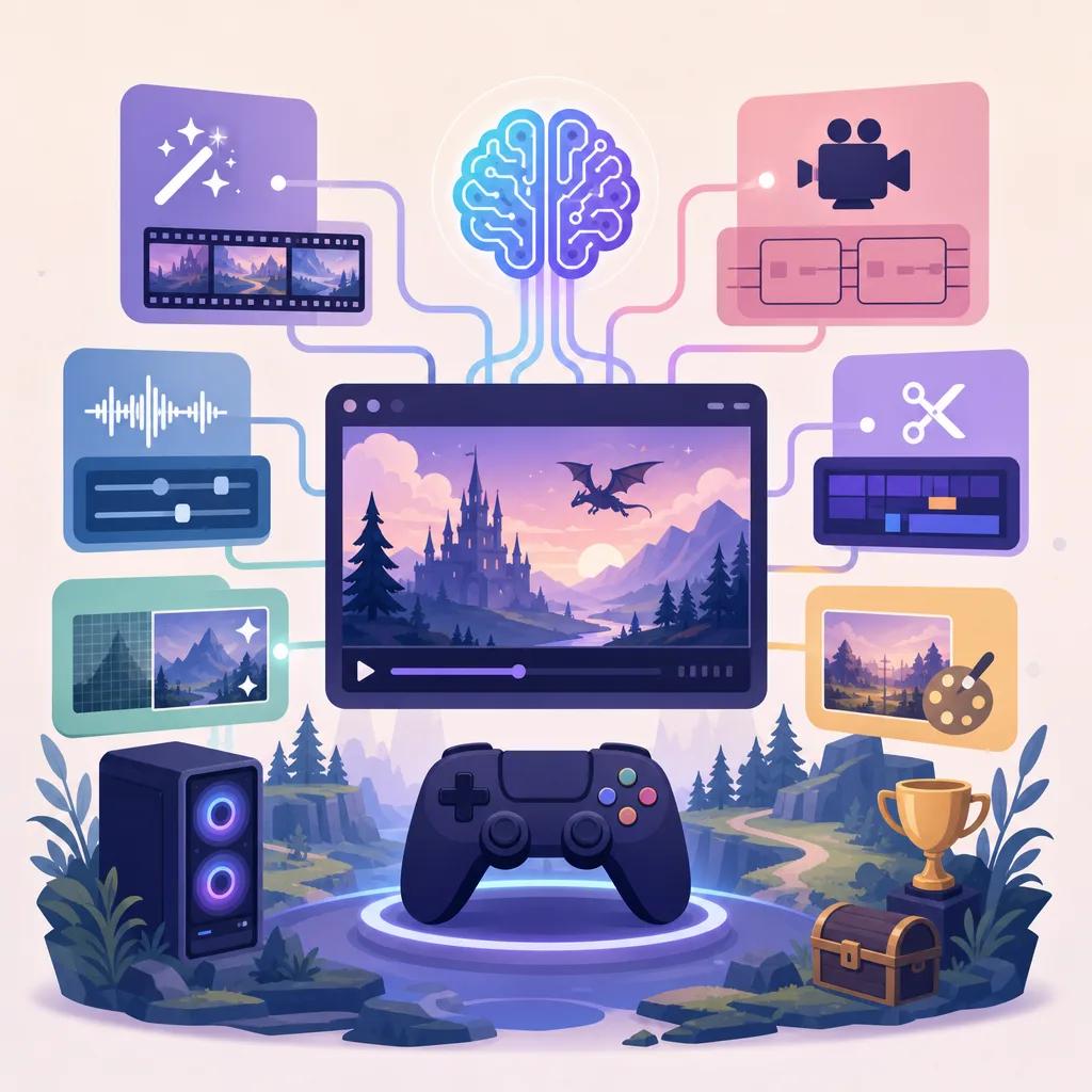 Illustration related to best ai video tools for gaming content
