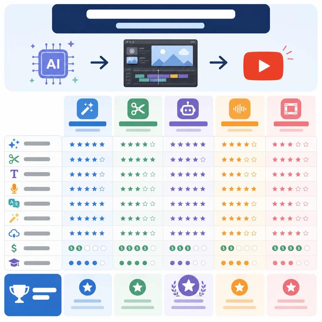 Diagram explaining comparing ai video editing tools for youtube