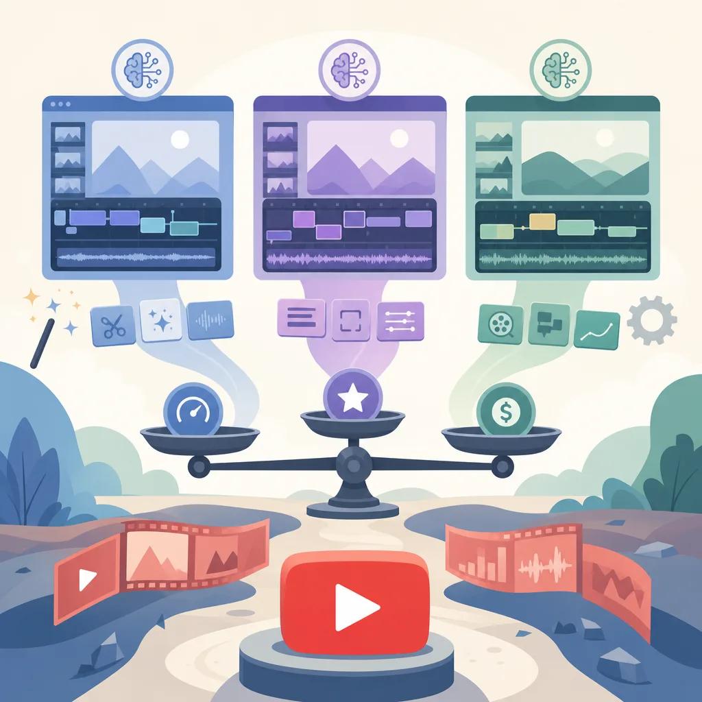 Illustration related to comparing ai video editing tools for youtube