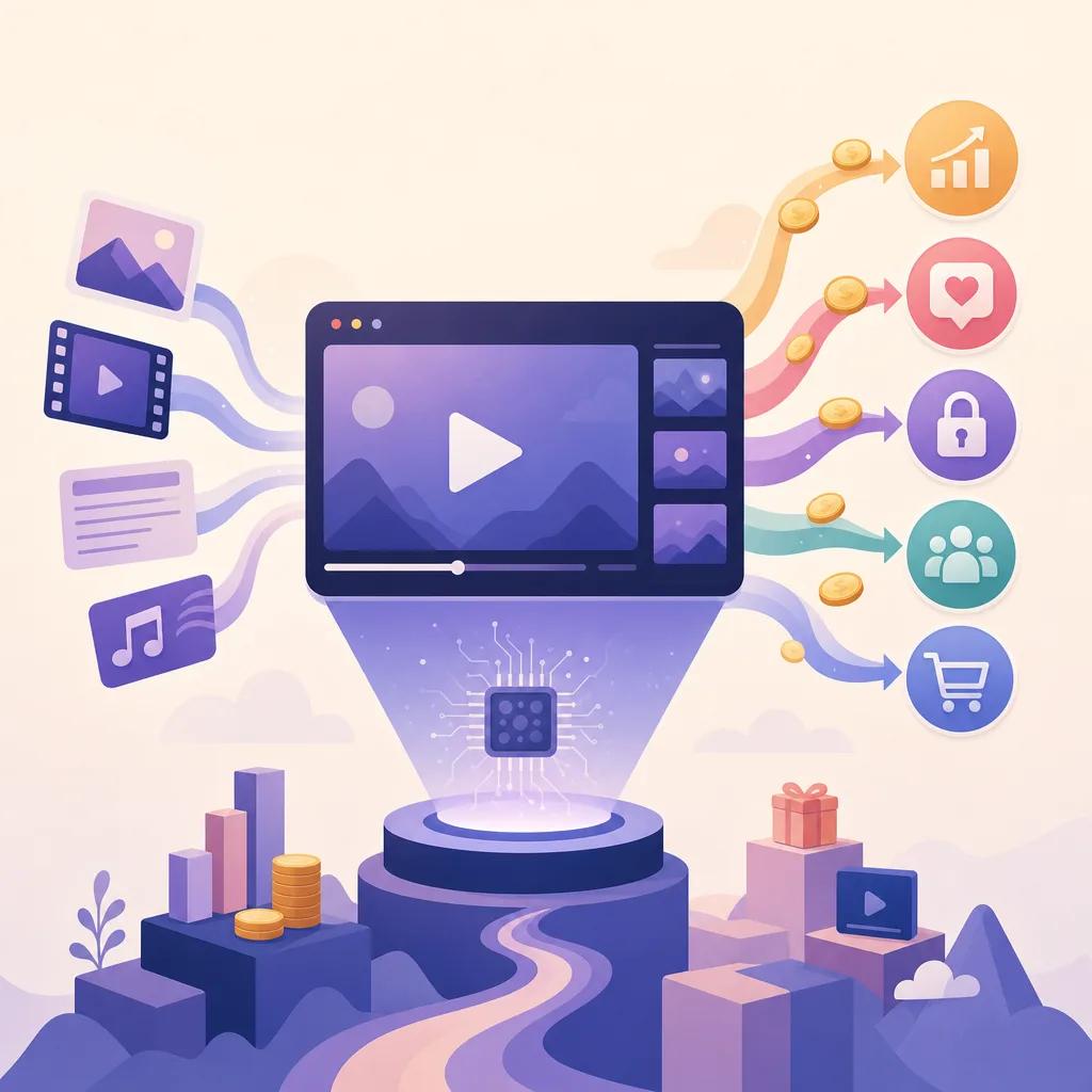 Illustration related to content monetization strategies with ai videos