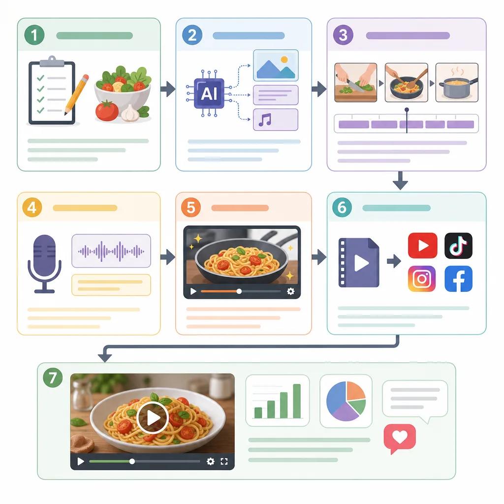 Diagram explaining creating cooking videos using ai