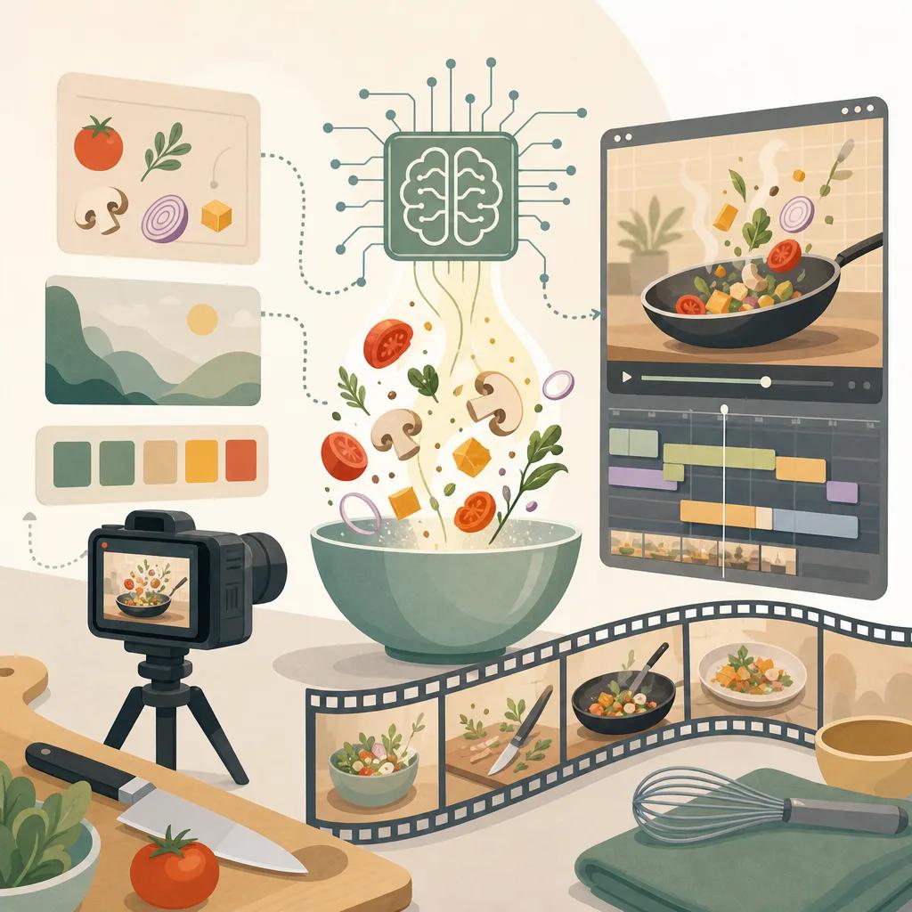 Illustration related to creating cooking videos using ai