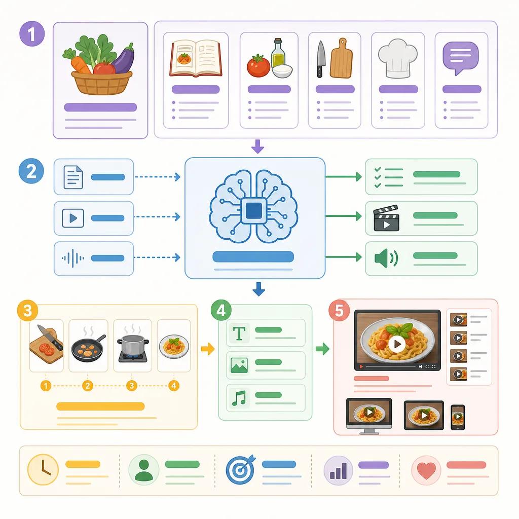 Diagram explaining how to create ai-driven cooking tutorials