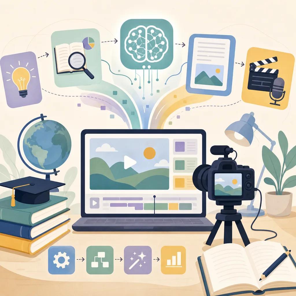 Illustration related to how to create educational vlogs with ai