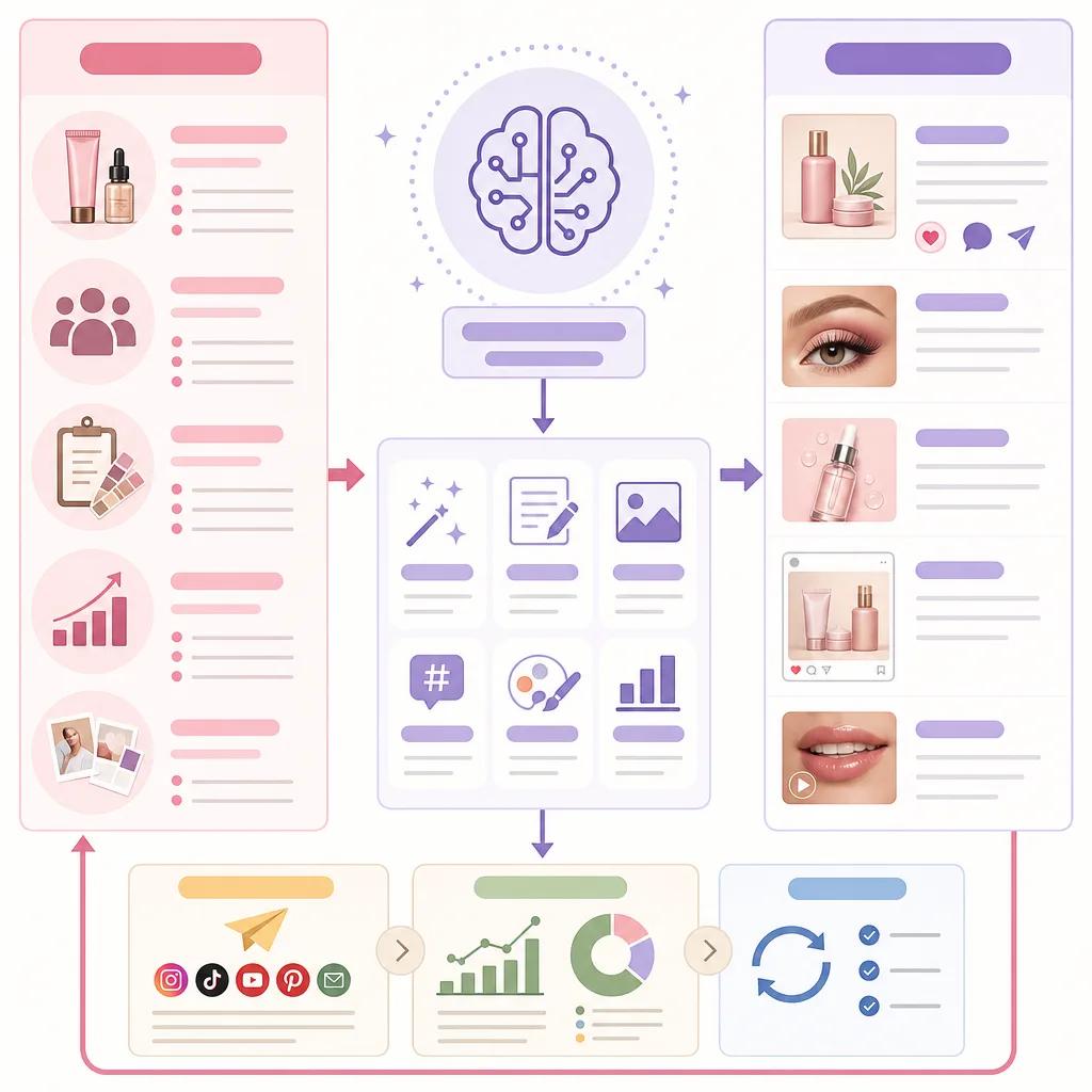 Diagram explaining creating ai-driven content for beauty brands