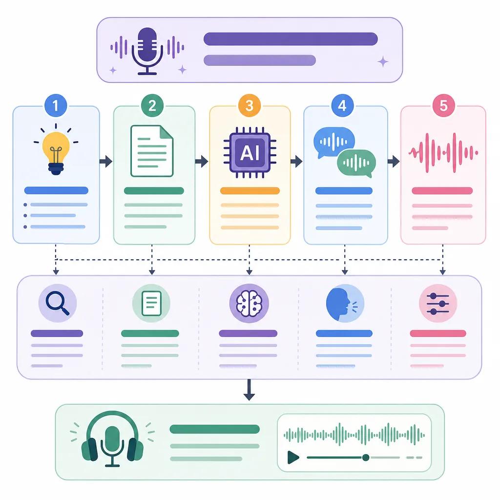 Diagram explaining creating ai-generated podcasts