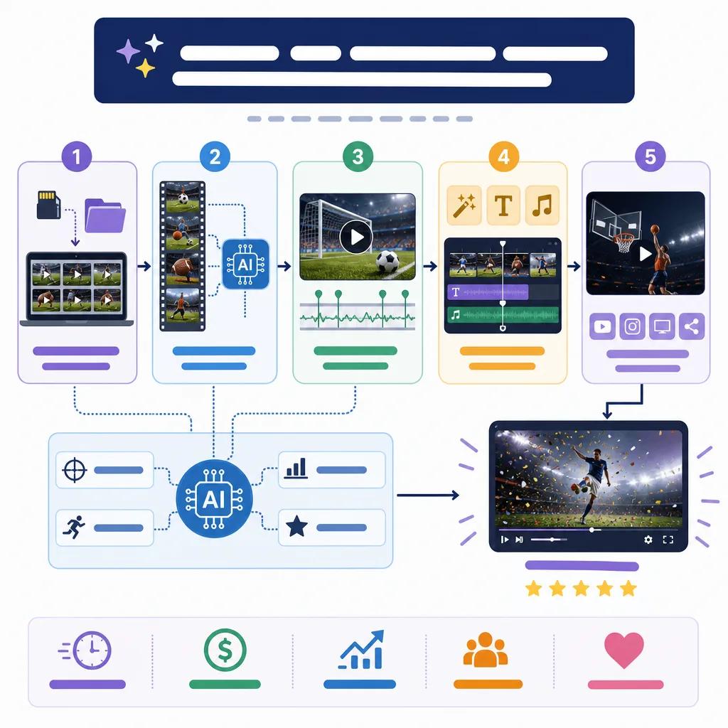 Diagram explaining creating engaging sports highlight videos with AI