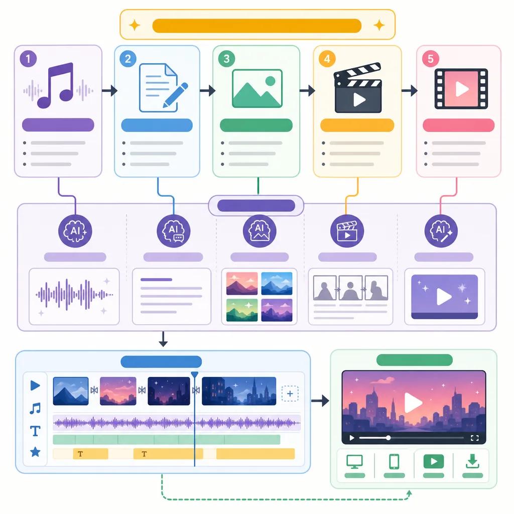 Diagram explaining creating music videos with ai tools
