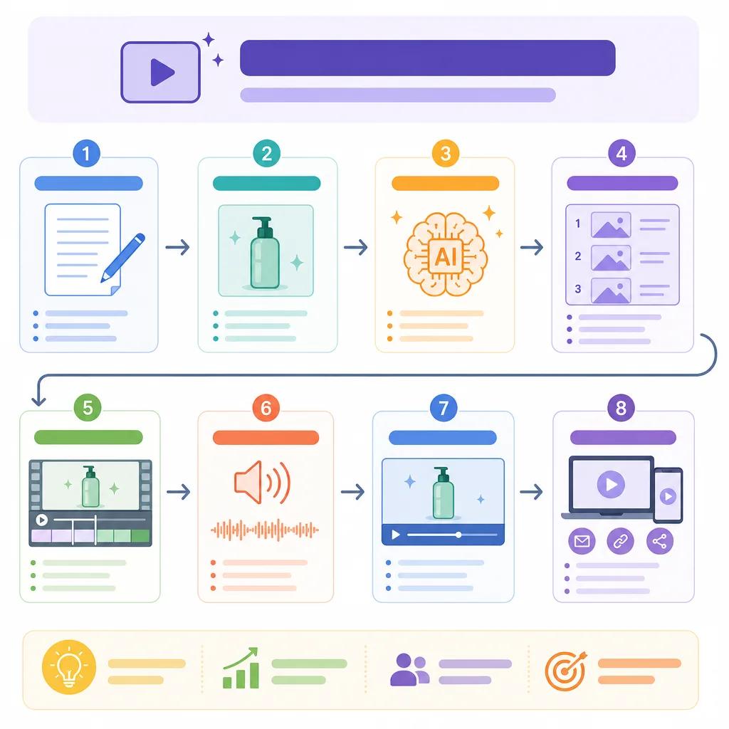Diagram explaining creating product demonstrations with ai video