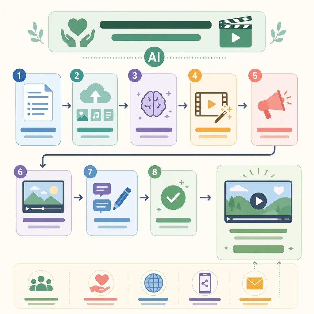 Diagram explaining creating promotional videos for nonprofits using ai