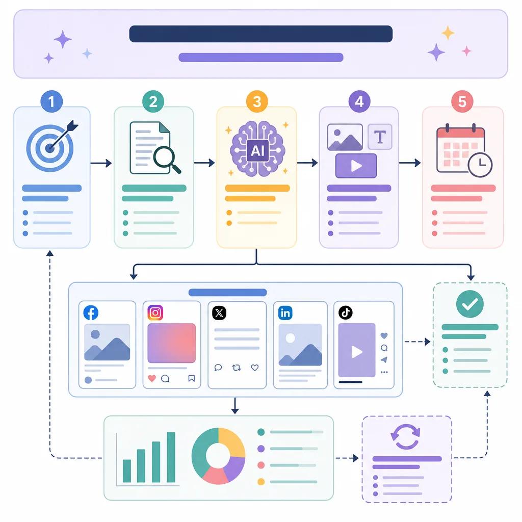 Diagram explaining creating dynamic social media content with ai