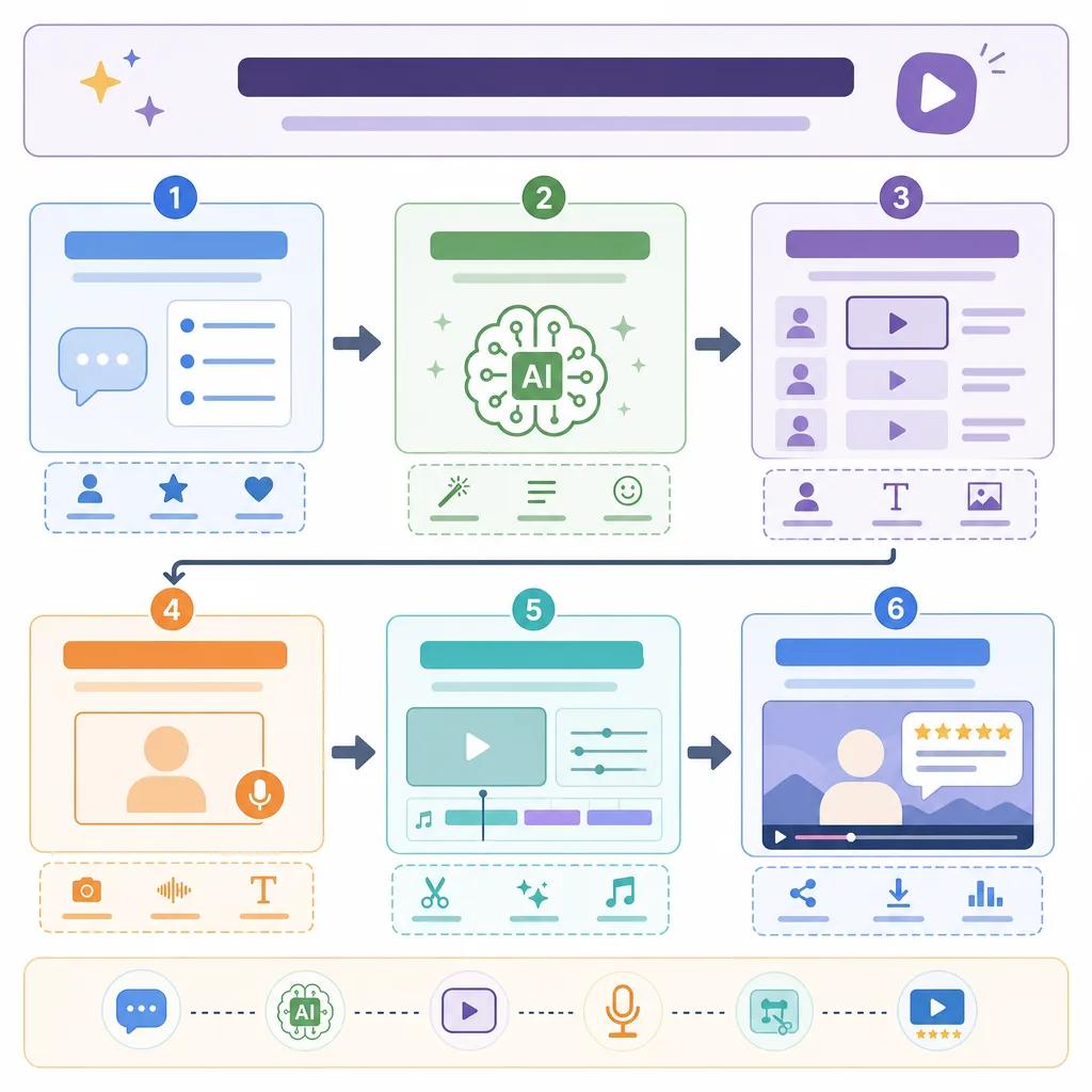 Diagram explaining creating testimonials with ai video