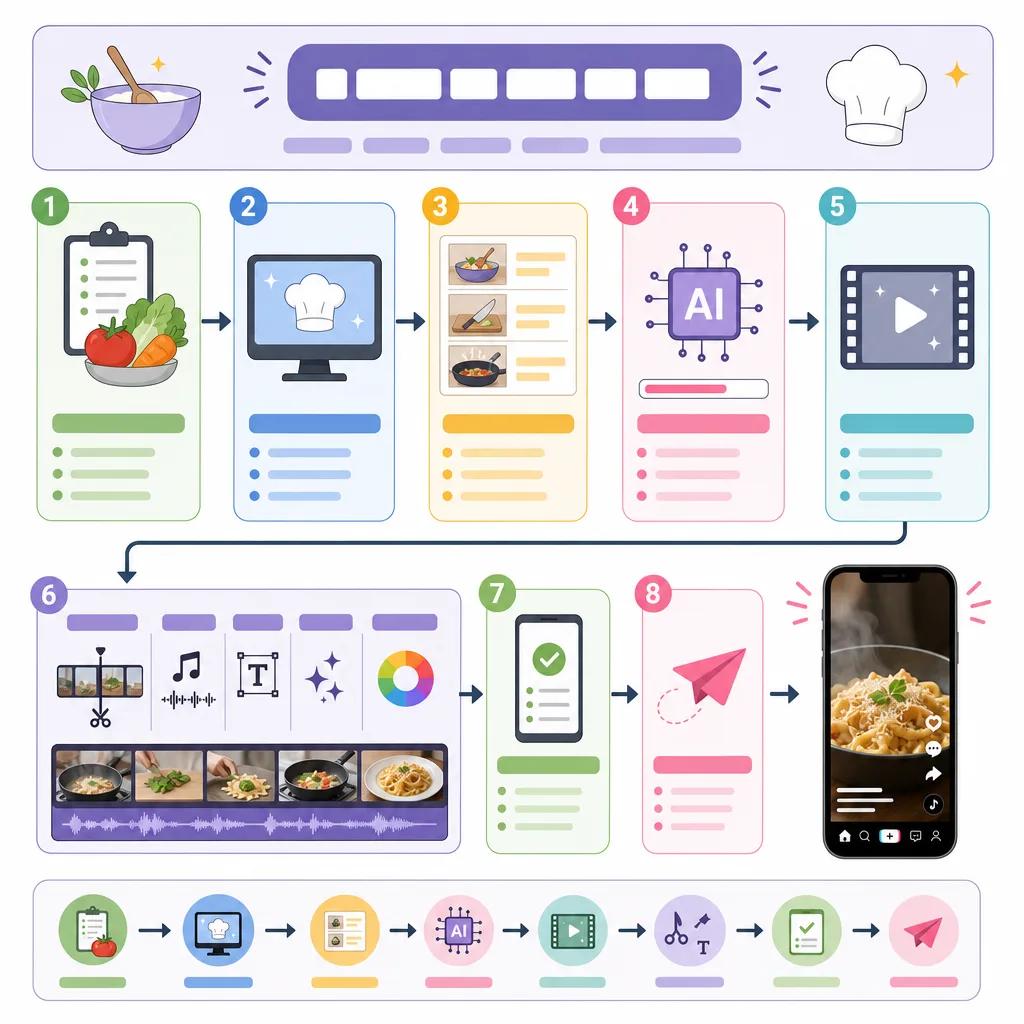 Diagram explaining creating tiktok cooking videos with ai