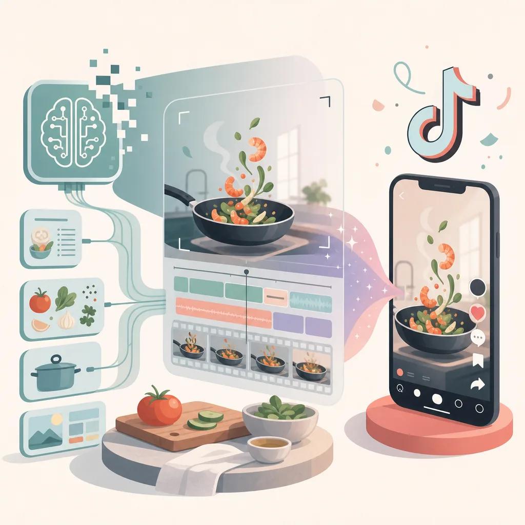 Illustration related to creating tiktok cooking videos with ai