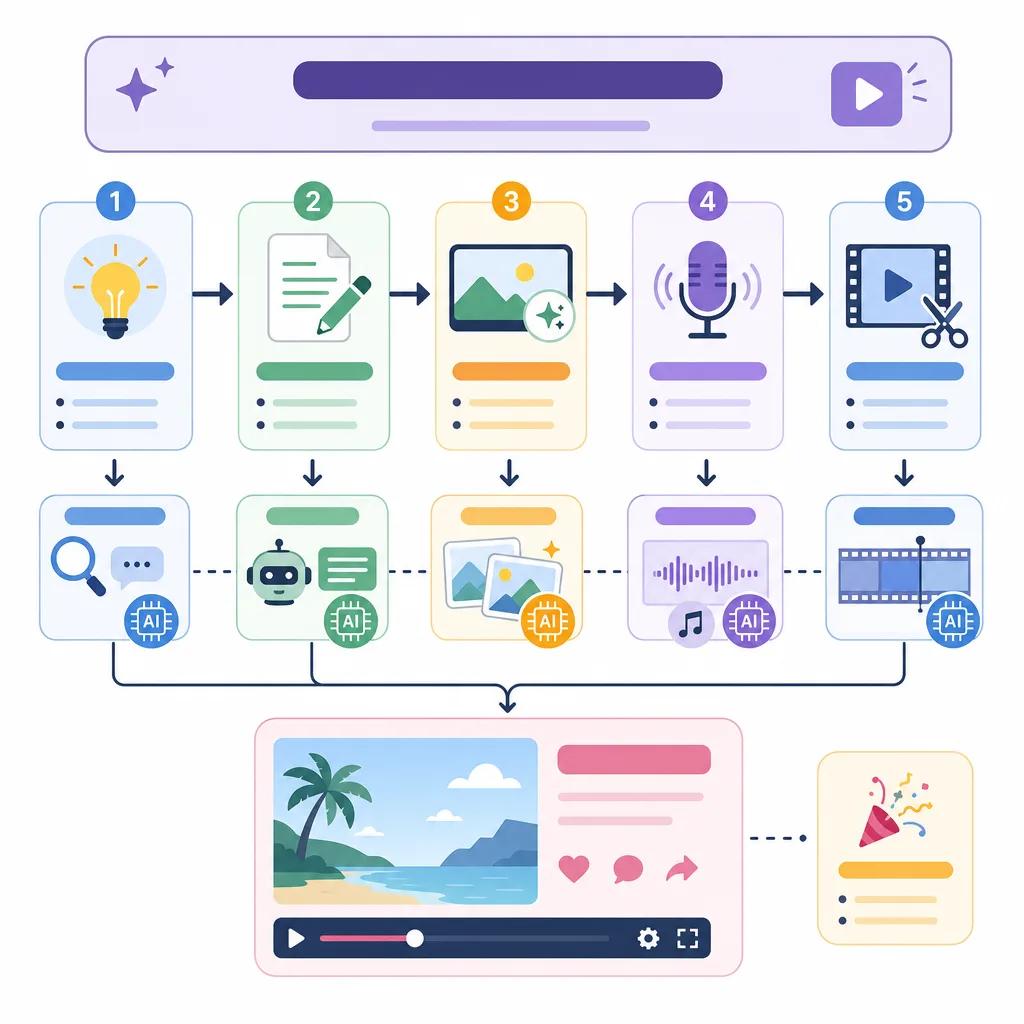 Diagram explaining creating vlogs with ai video tools