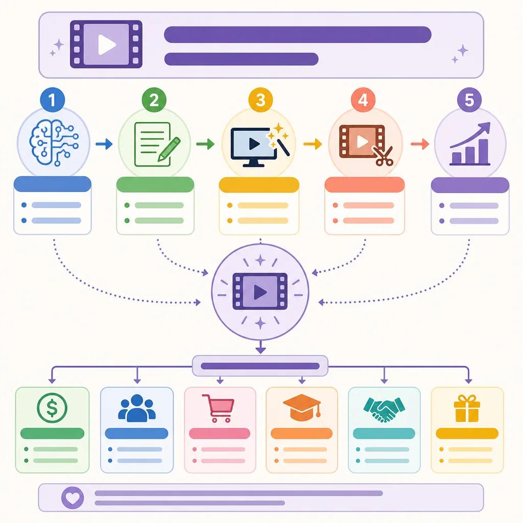 Diagram explaining how to monetize your ai videos