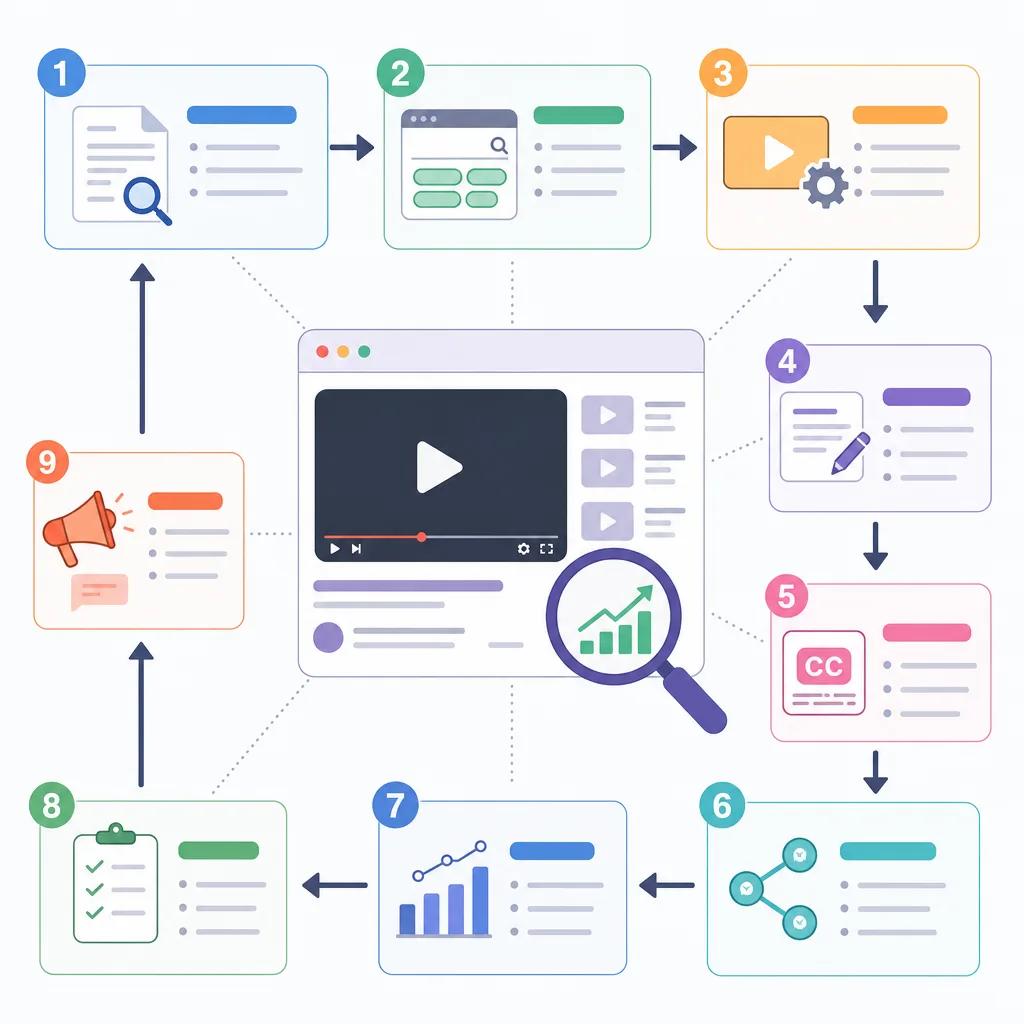Diagram explaining how to optimize ai videos for seo