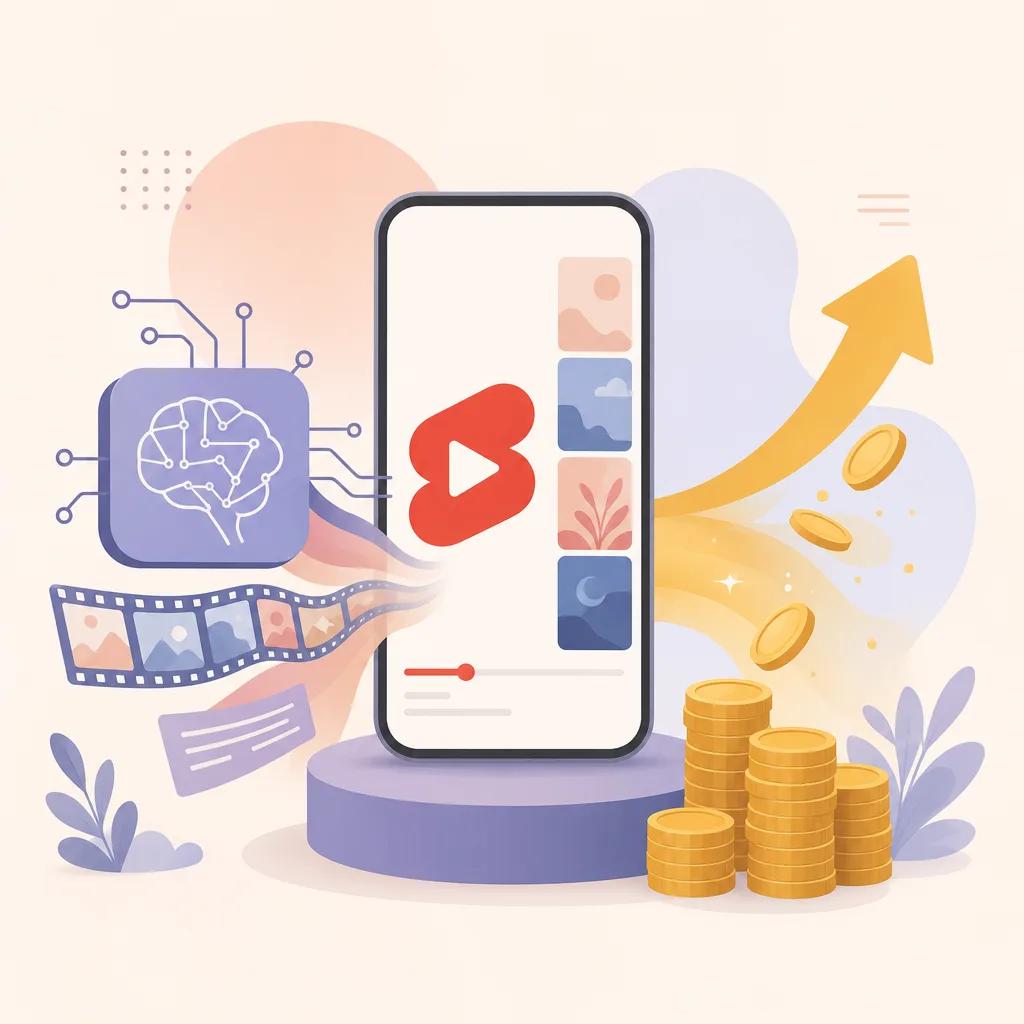 Illustration related to monetizing youtube shorts with ai