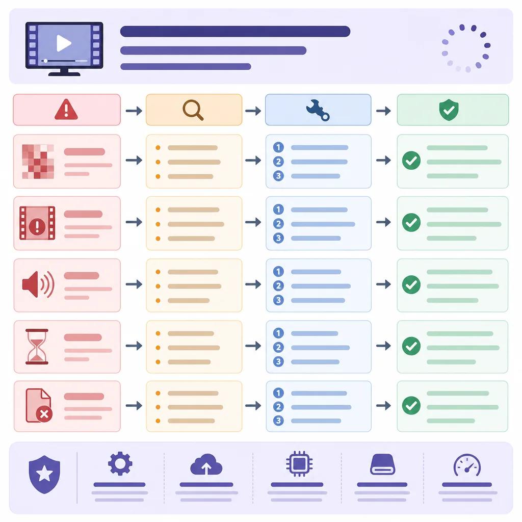 Diagram explaining troubleshooting common ai video rendering issues