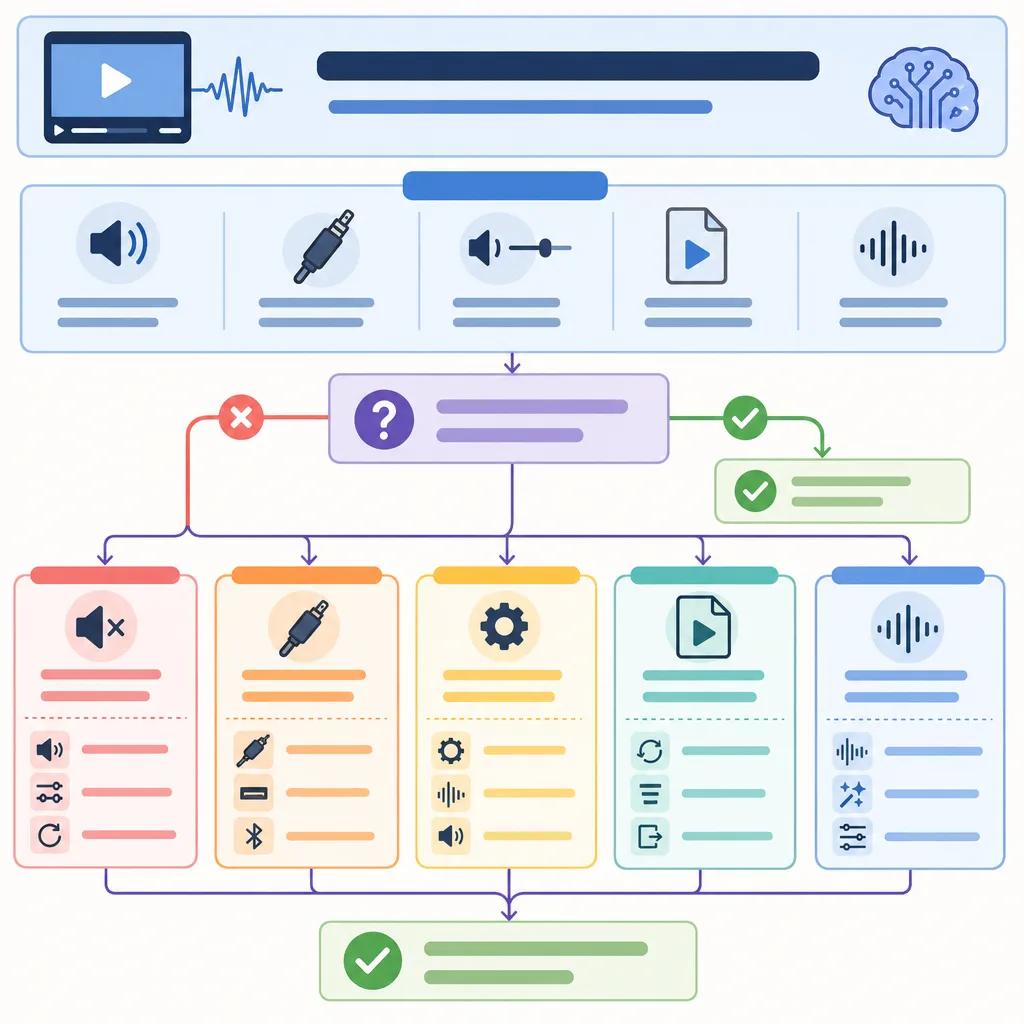 Diagram explaining troubleshooting ai video sound issues