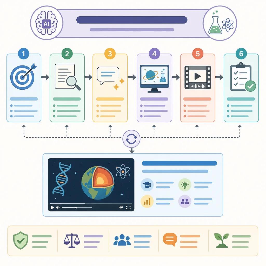 Diagram explaining how to use ai for science education videos