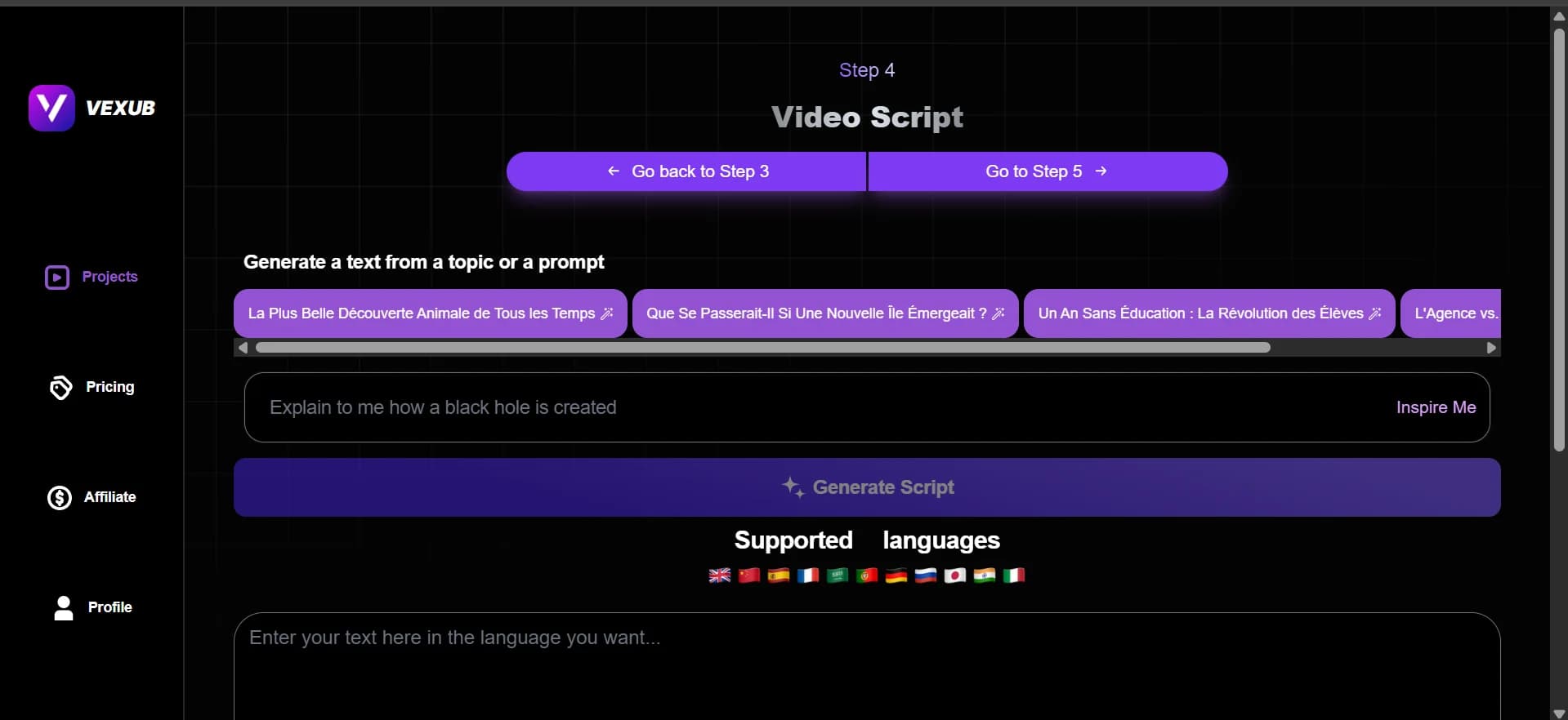 Interface showing different narrator voice options to select.