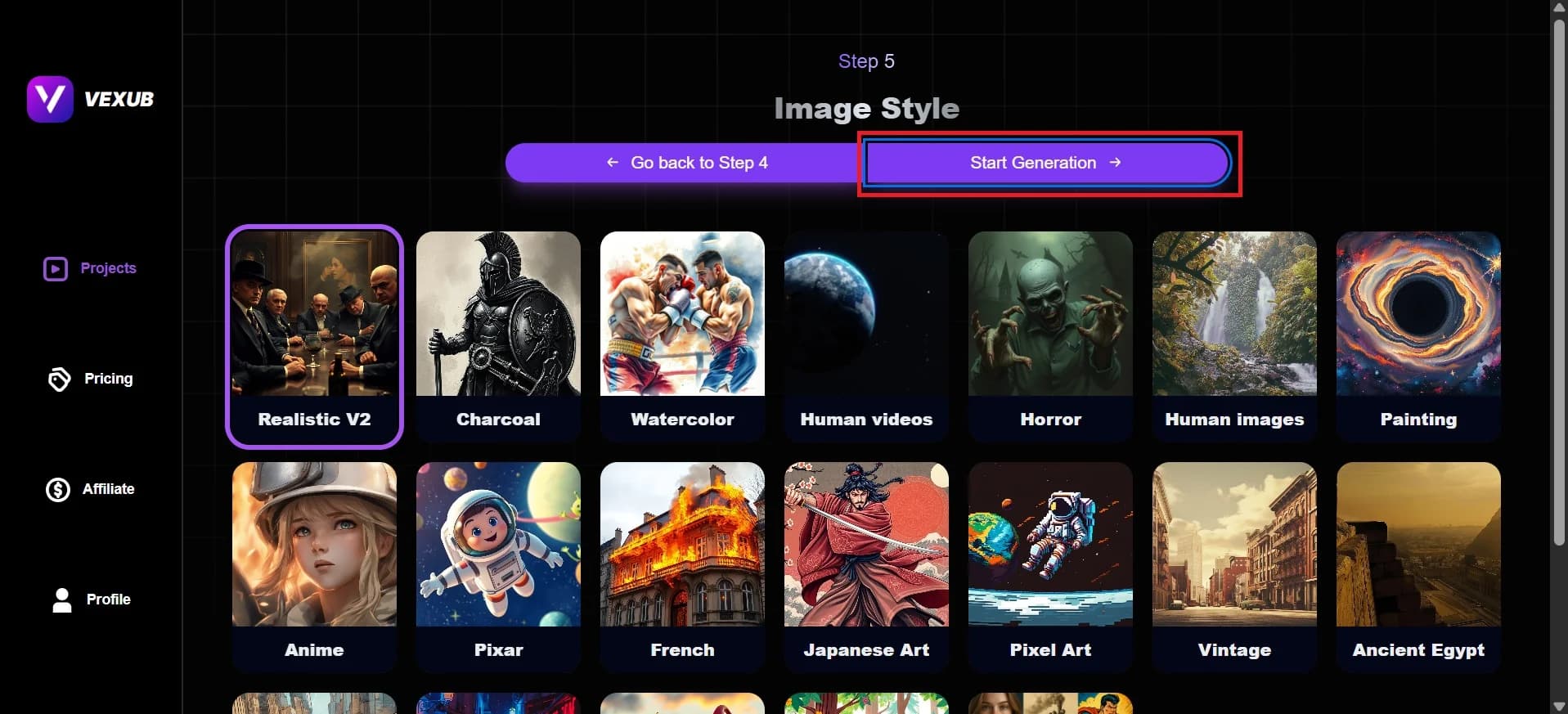 Interface illustrating video generation and download options.