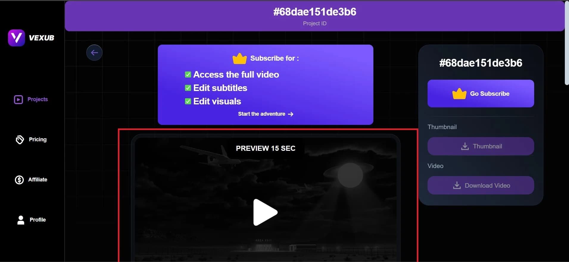 Successful video generation confirmation on a digital interface.