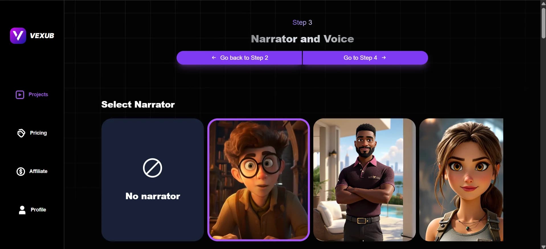 Variety of video formats options displayed on a digital interface.